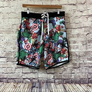 Marvel Iron Man Captain America Hulk Comic Swim Trunks